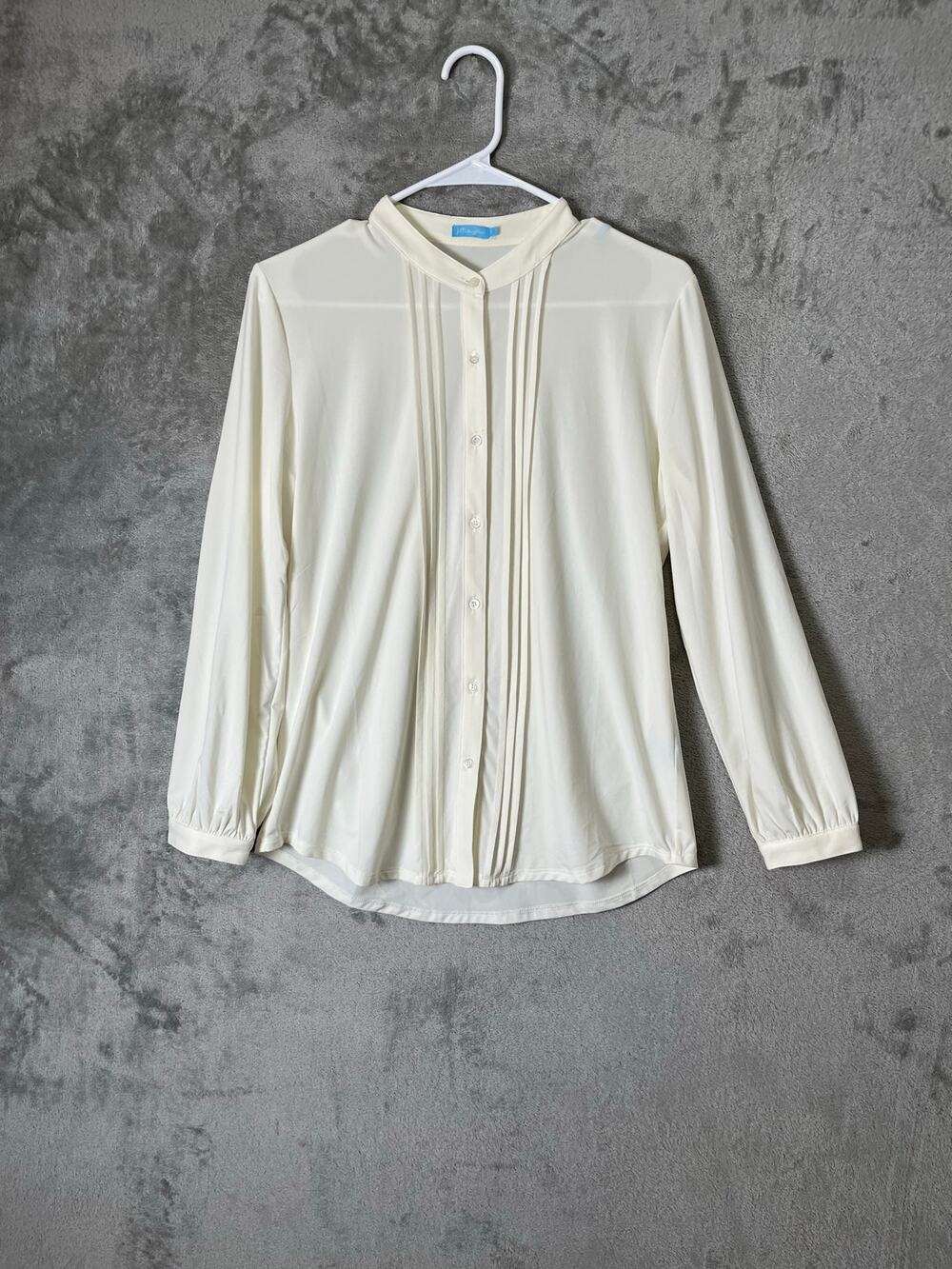 J.McLaughlin Pleated Button Front Blouse Ivory Long Sleeve Top Women's Small S